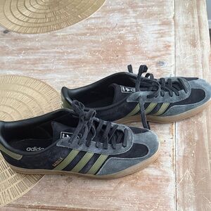 Adidas Men's Gazelle Black and Olive Sneakers